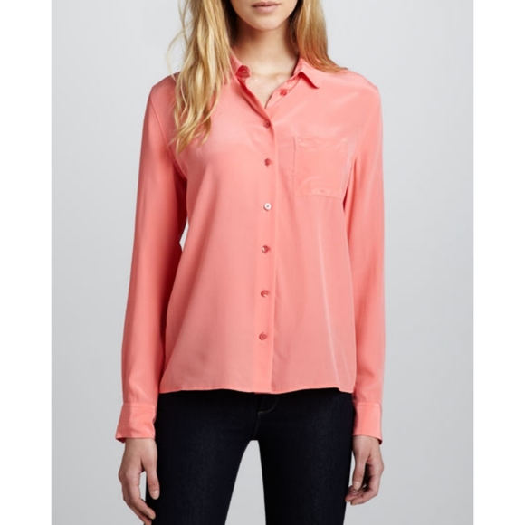Equipment Tops - Equipment Brett Silk Button Down Blouse Coral Pink